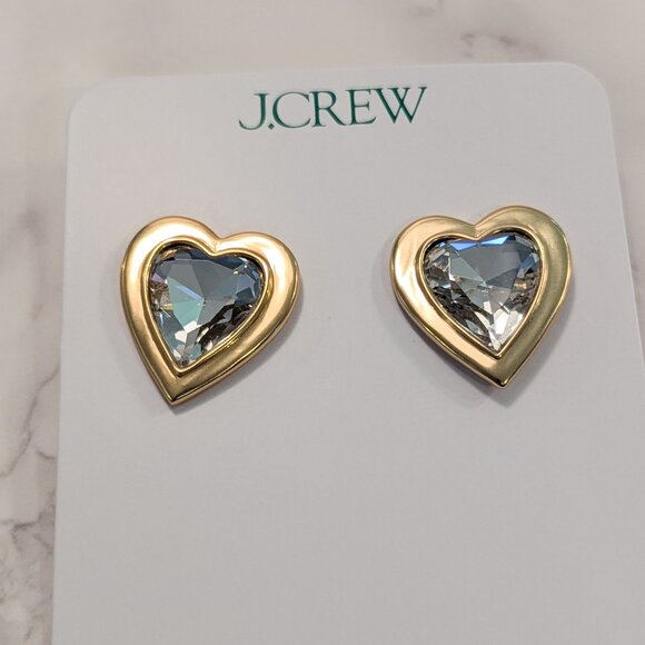 J.Crew Crystal Heart Stud Earrings - Picture 3 of 7